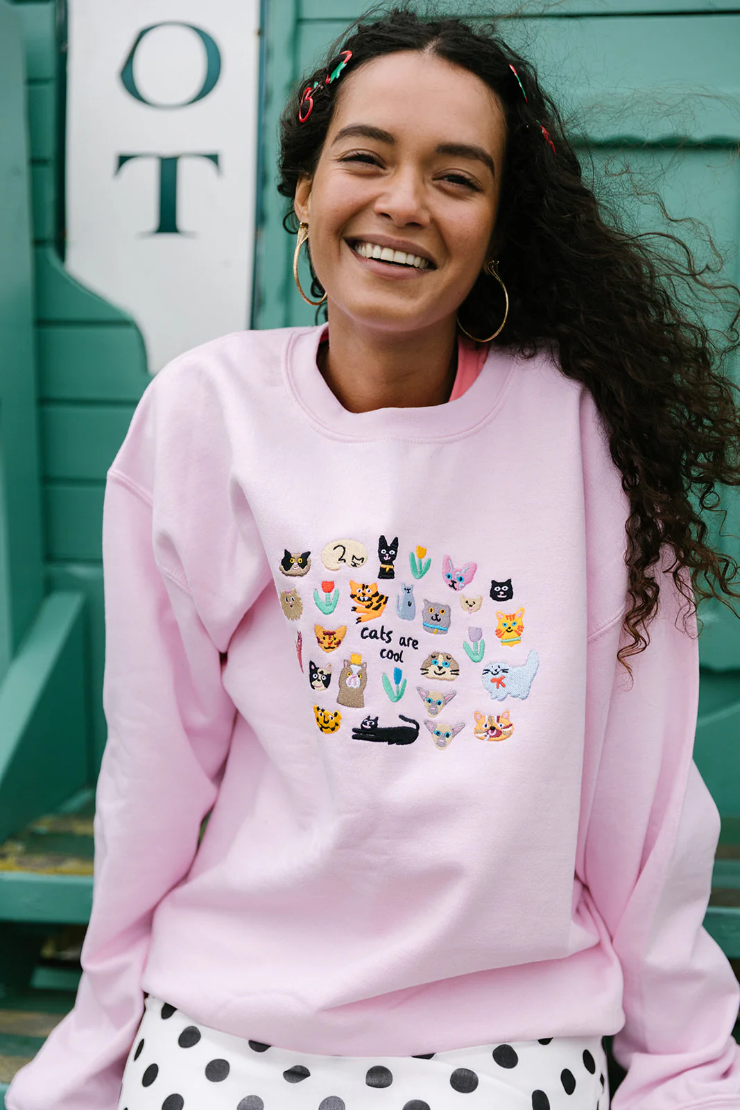 Cats Are Cool Embroidered Sweatshirt - Image 3