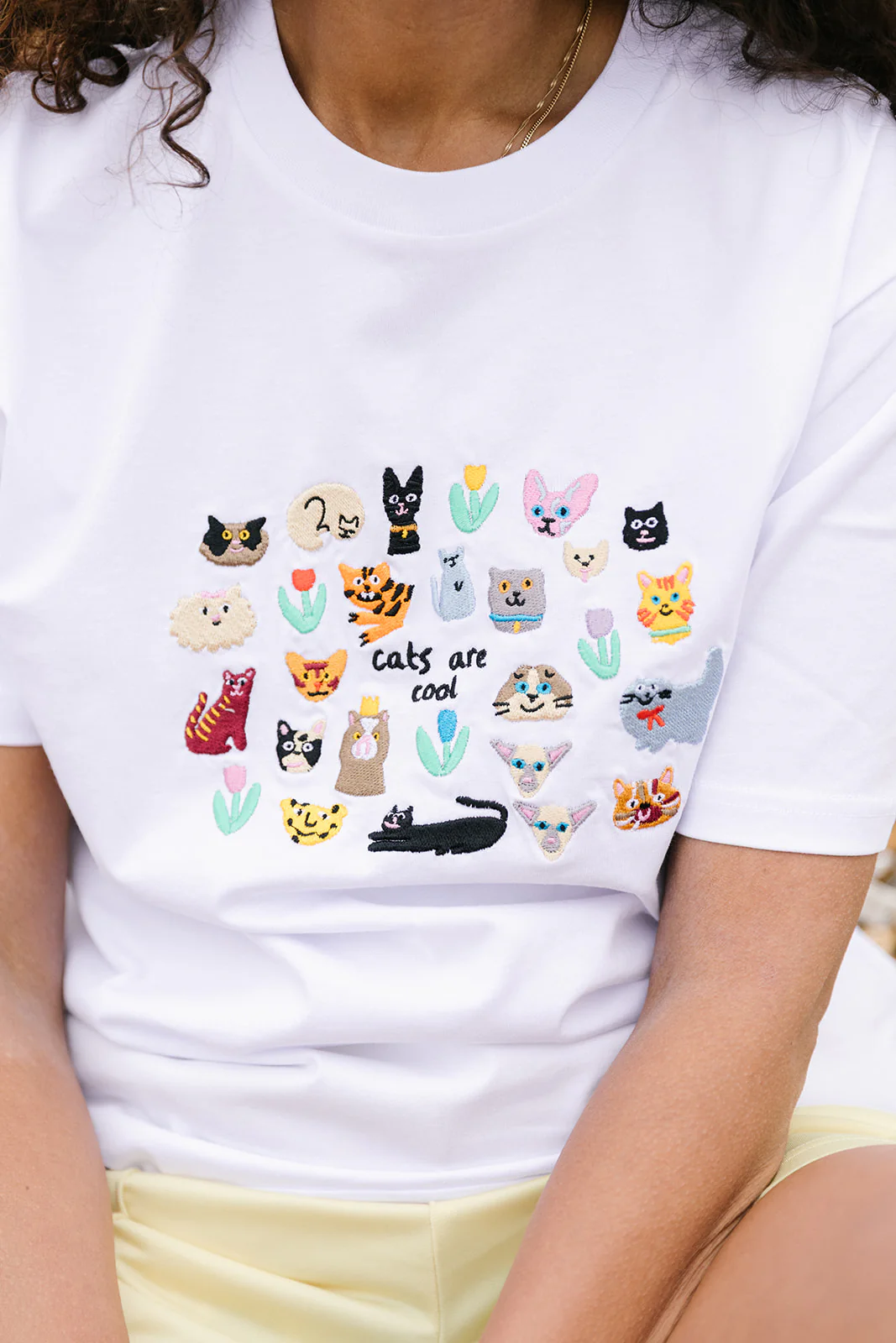 Cats Are Cool Embroidered T-Shirt - Image 3