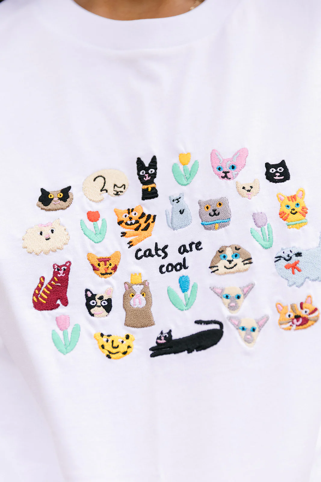 Cats Are Cool Embroidered T-Shirt - Image 9
