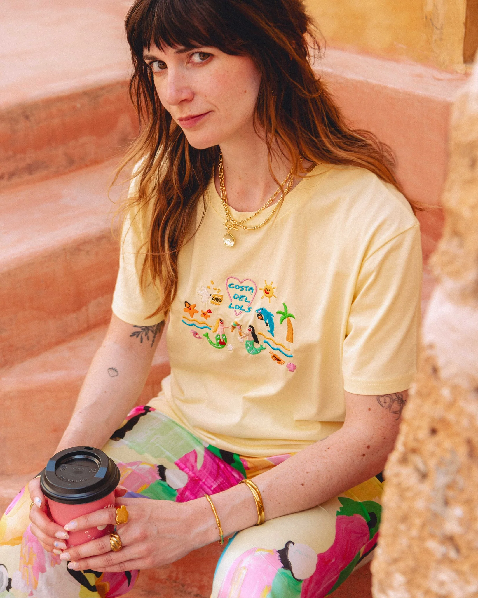 Costa Del Lols Embroidered Organic T-Shirt - Image 3