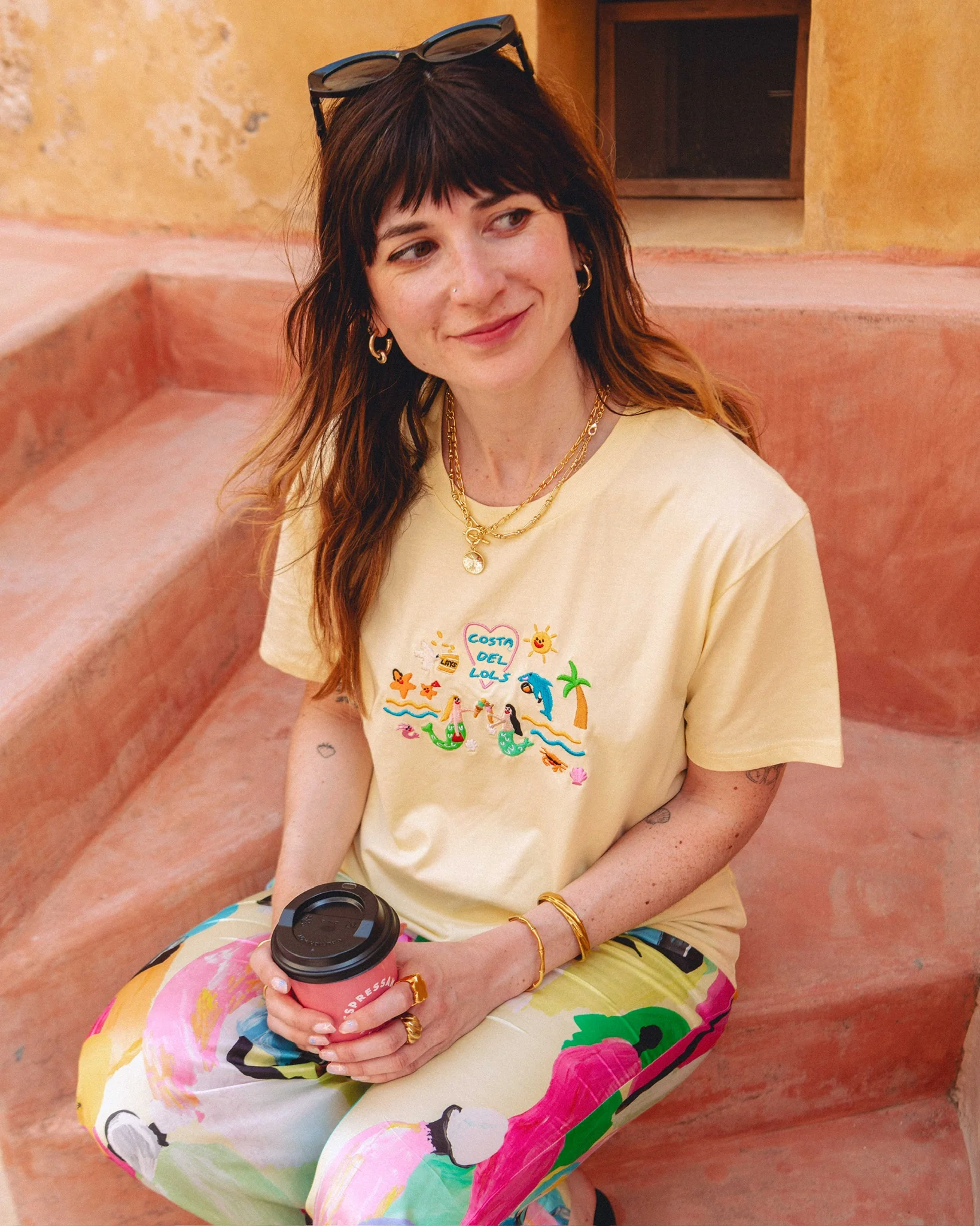 Costa Del Lols Embroidered Organic T-Shirt - Image 5