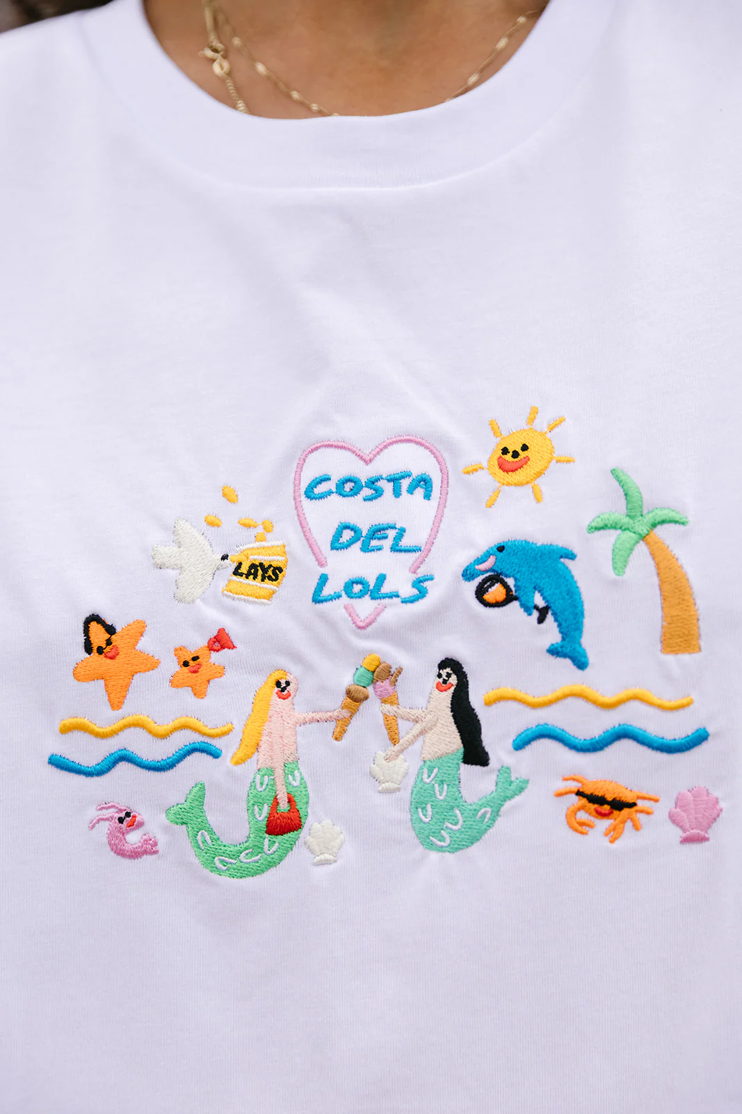 Costa Del Lols Embroidered Organic T-Shirt - Image 8