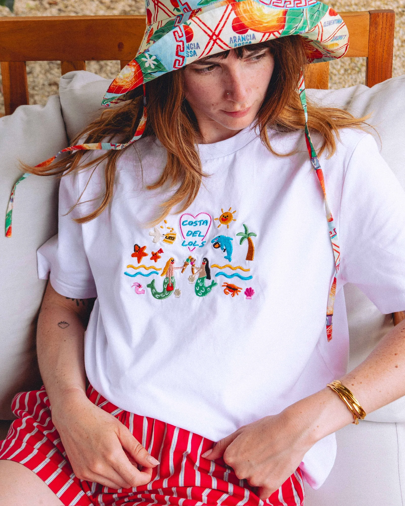 Costa Del Lols Embroidered Organic T-Shirt - Image 9