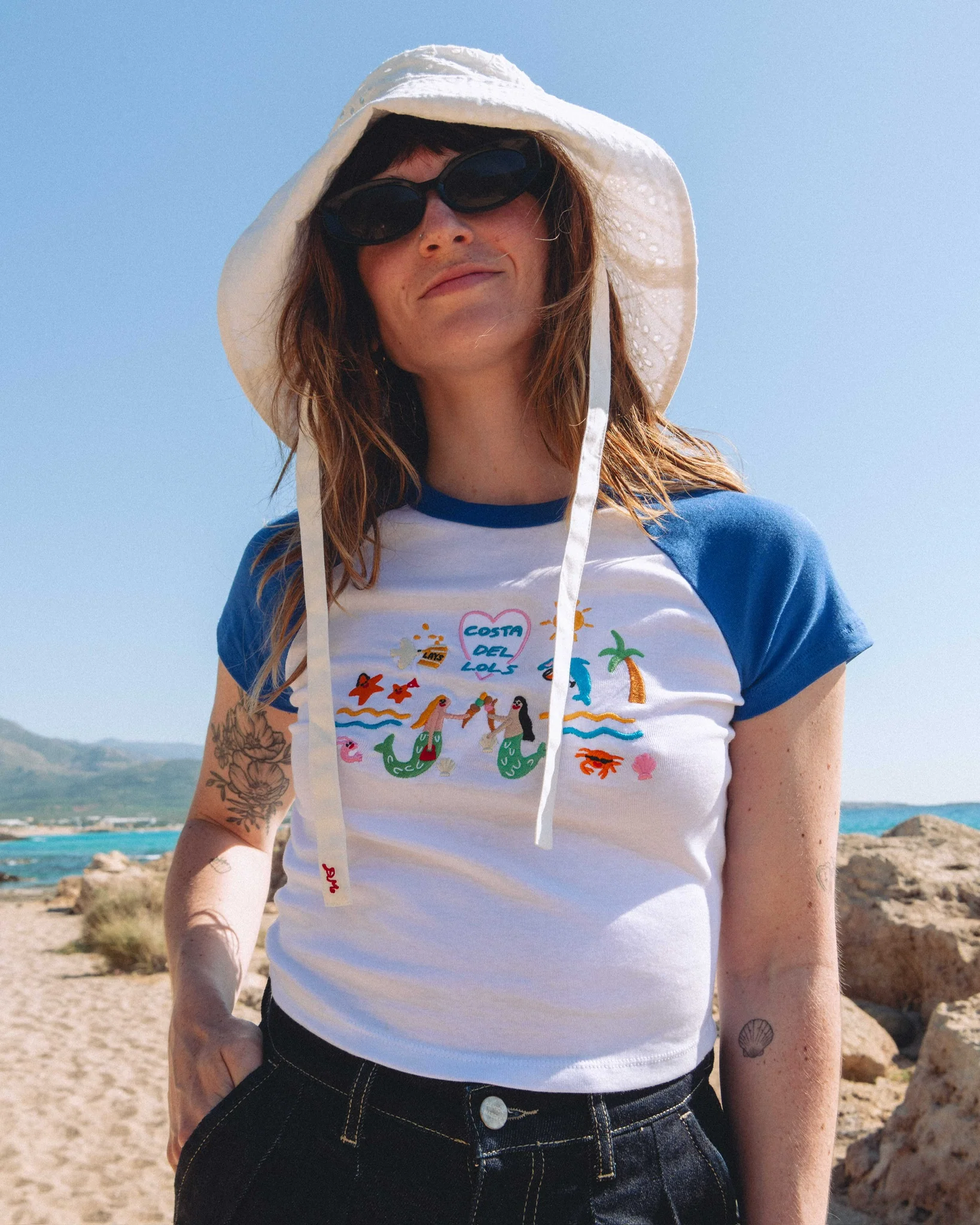 Costa Del Lols Embroidered Raglan Baby Tee - Image 3