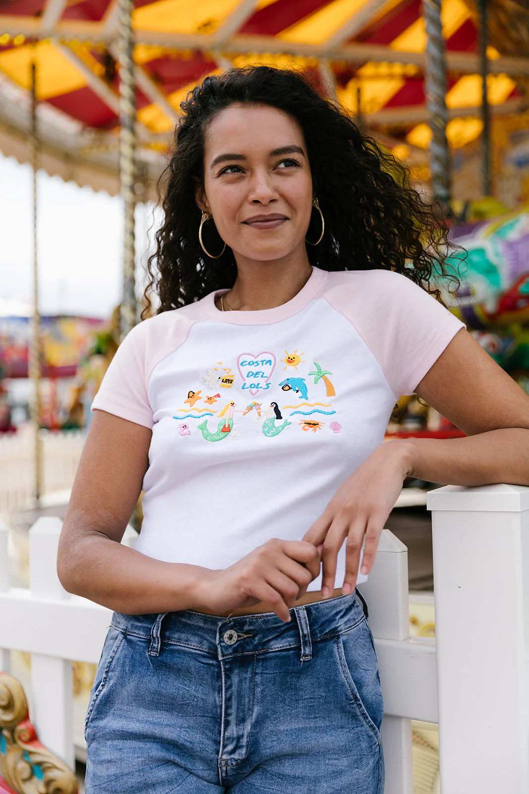 Costa Del Lols Embroidered Raglan Baby Tee - Image 4