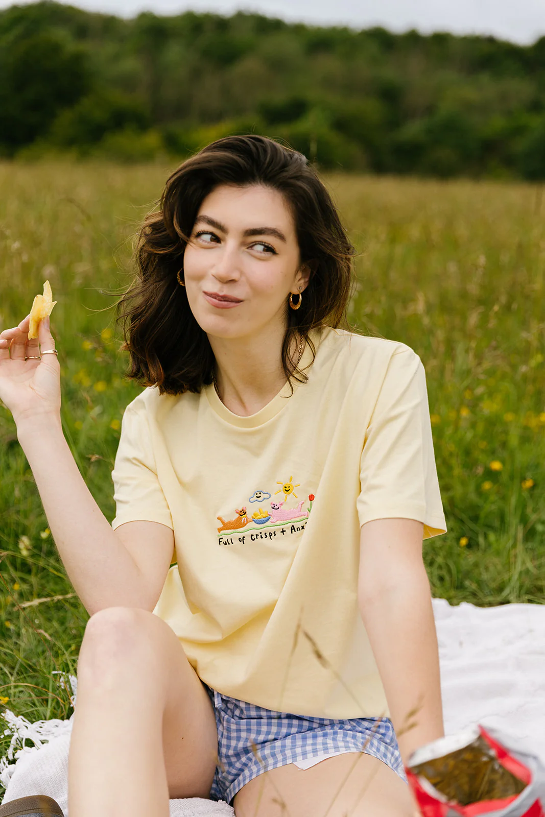 Crisps & Anxiety Embroidered Organic T-Shirt - Image 10