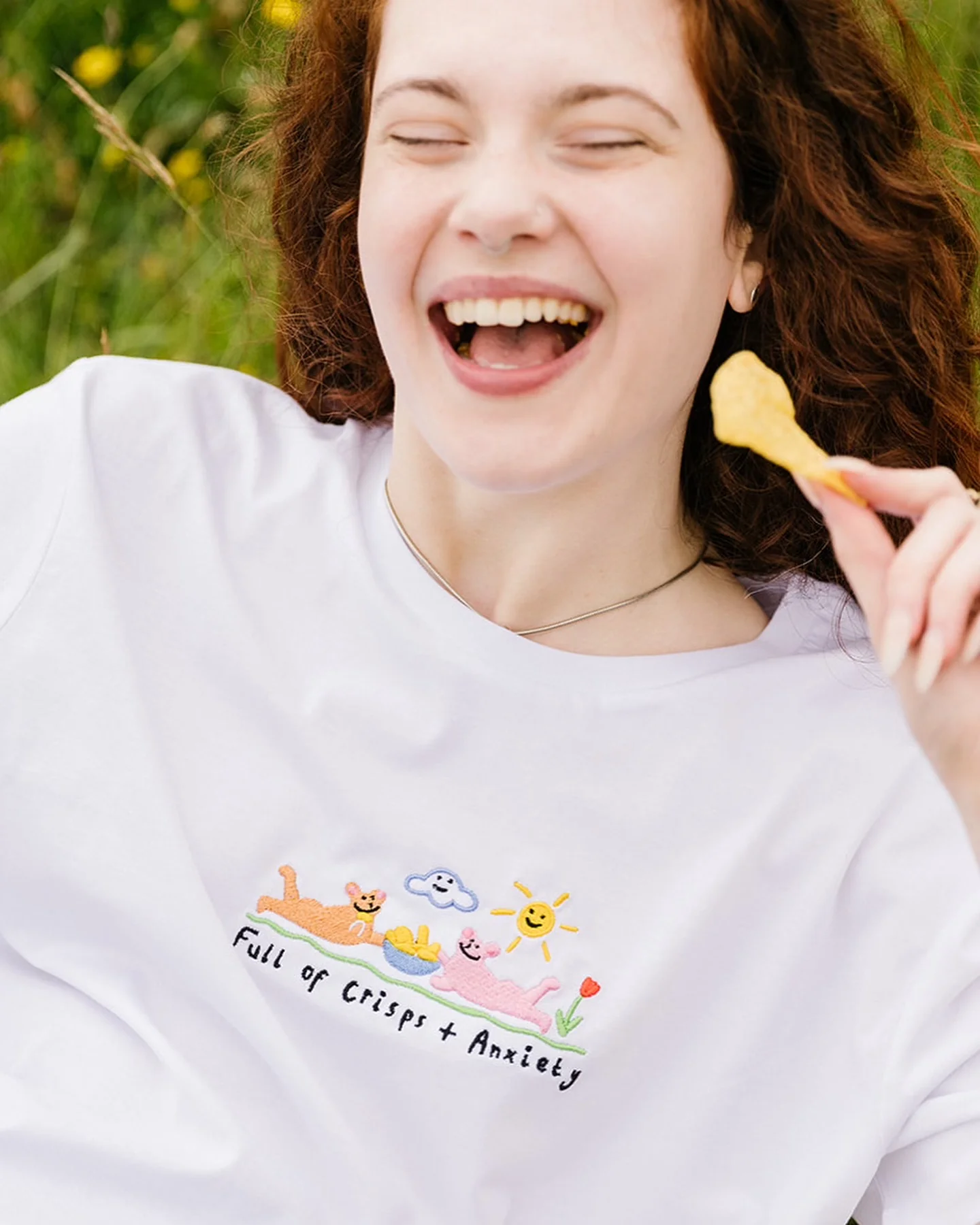 Crisps & Anxiety Embroidered Organic T-Shirt - Image 14