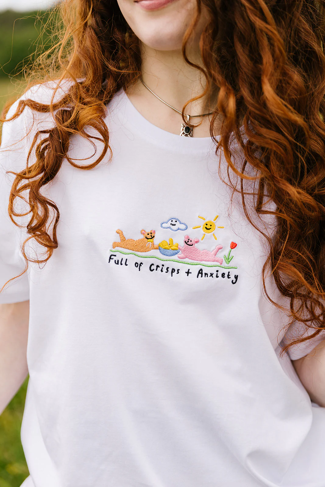 Crisps & Anxiety Embroidered Organic T-Shirt - Image 5