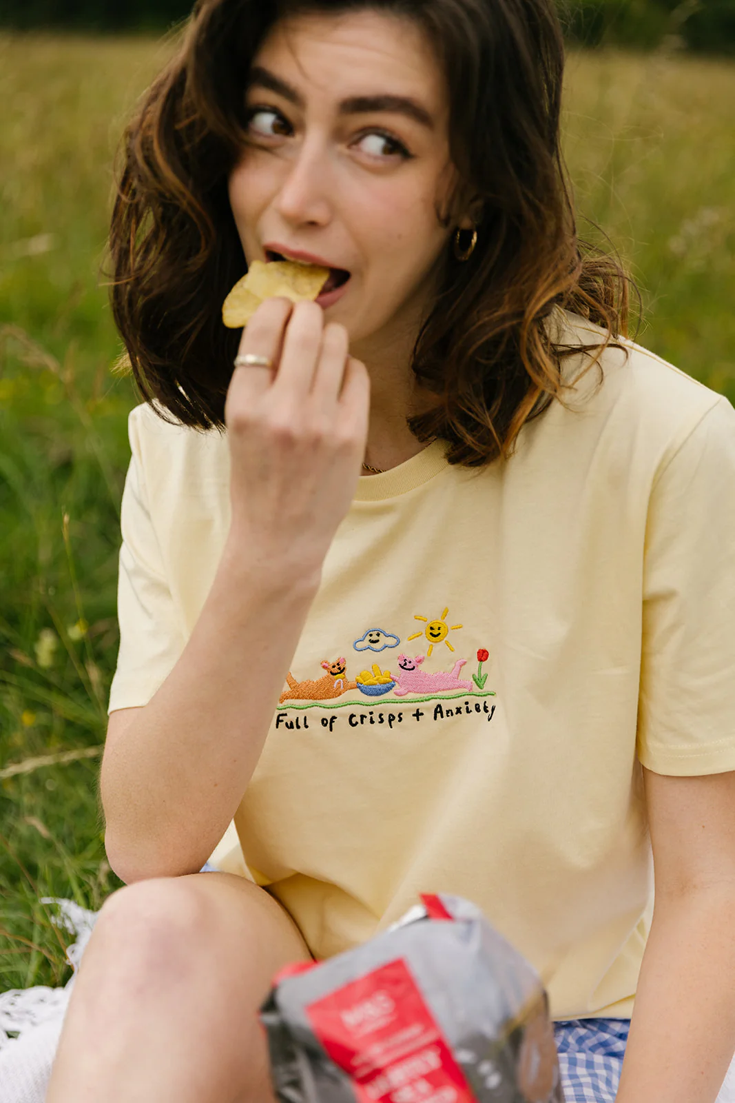 Crisps & Anxiety Embroidered Organic T-Shirt - Image 6