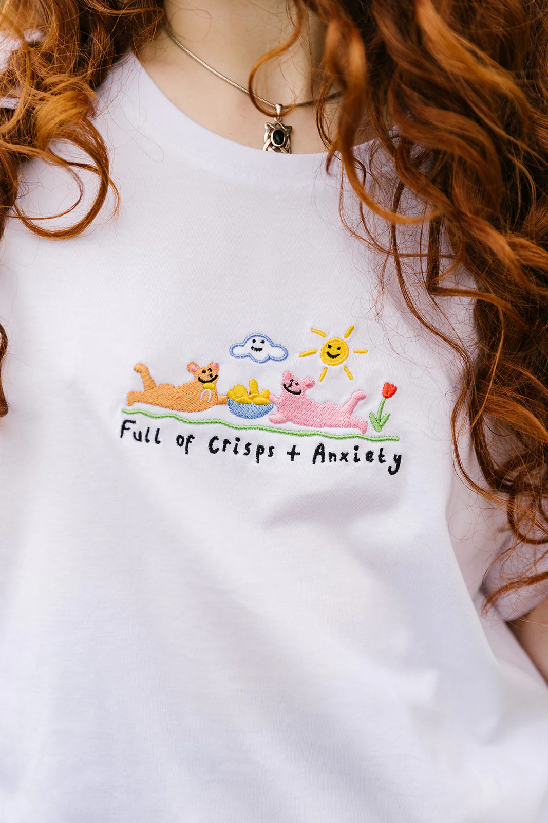 Crisps & Anxiety Embroidered Organic T-Shirt - Image 7