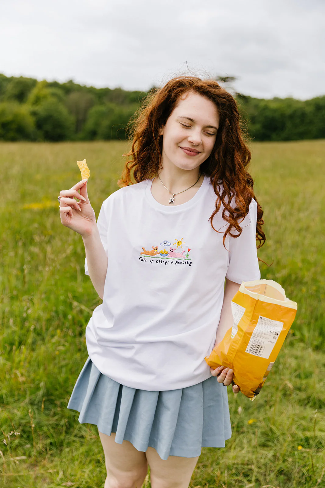 Crisps & Anxiety Embroidered Organic T-Shirt - Image 9