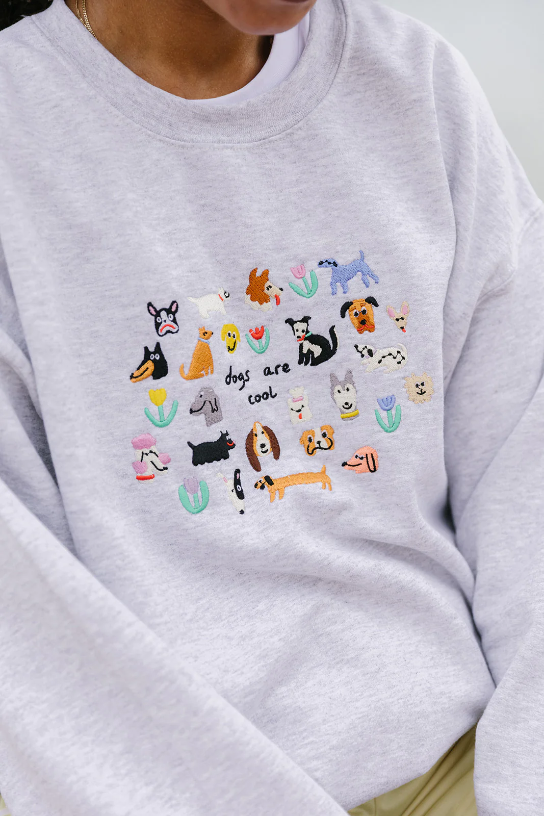 Dogs Are Cool Embroidered Sweatshirt