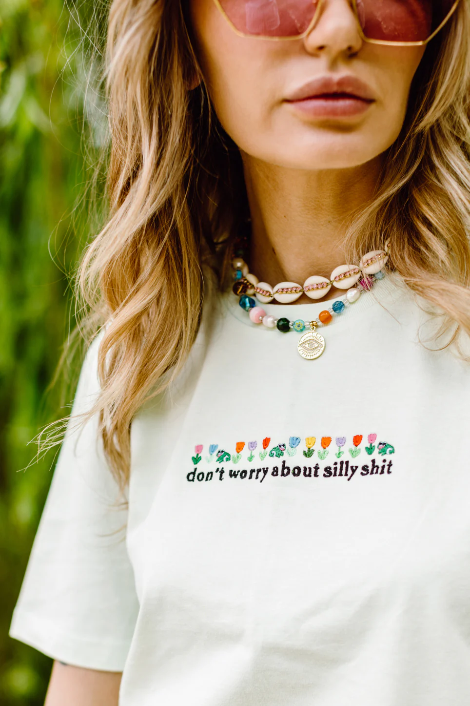 Don't Worry About Silly Shit Embroidered Organic T-Shirt - Image 3