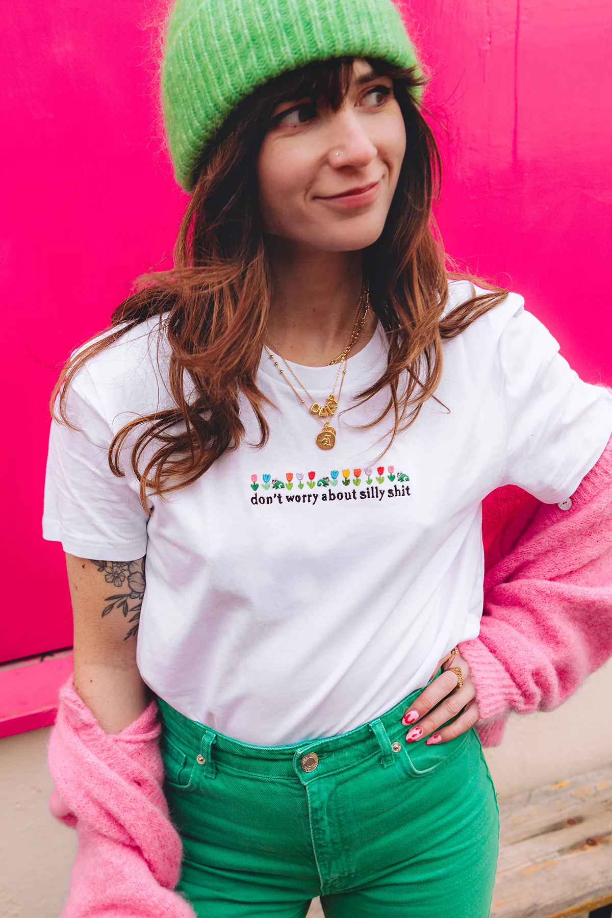 Don't Worry About Silly Shit Embroidered Organic T-Shirt - Image 5