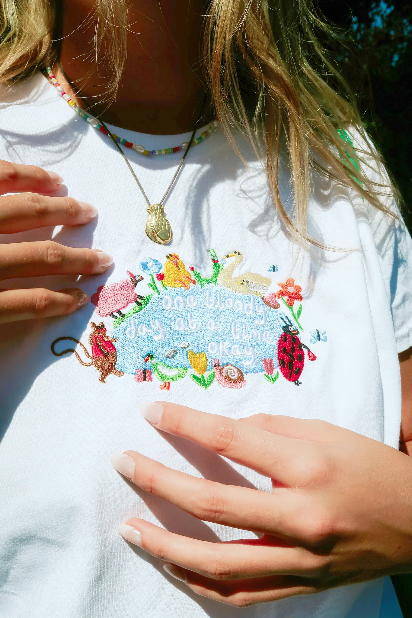 One Bloody Day At A Time Embroidered T-Shirt - Image 10