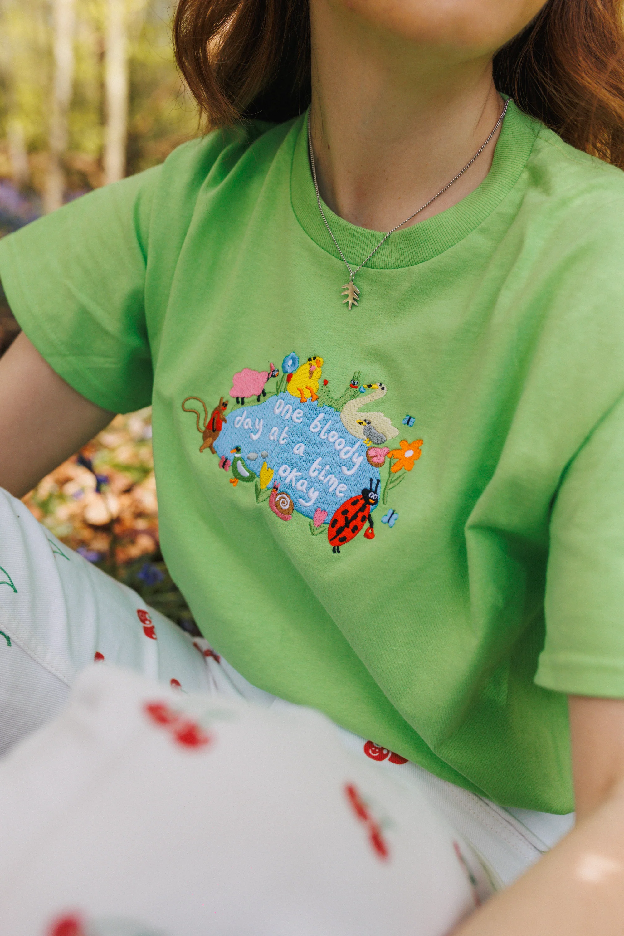 One Bloody Day At A Time Embroidered T-Shirt - Image 3