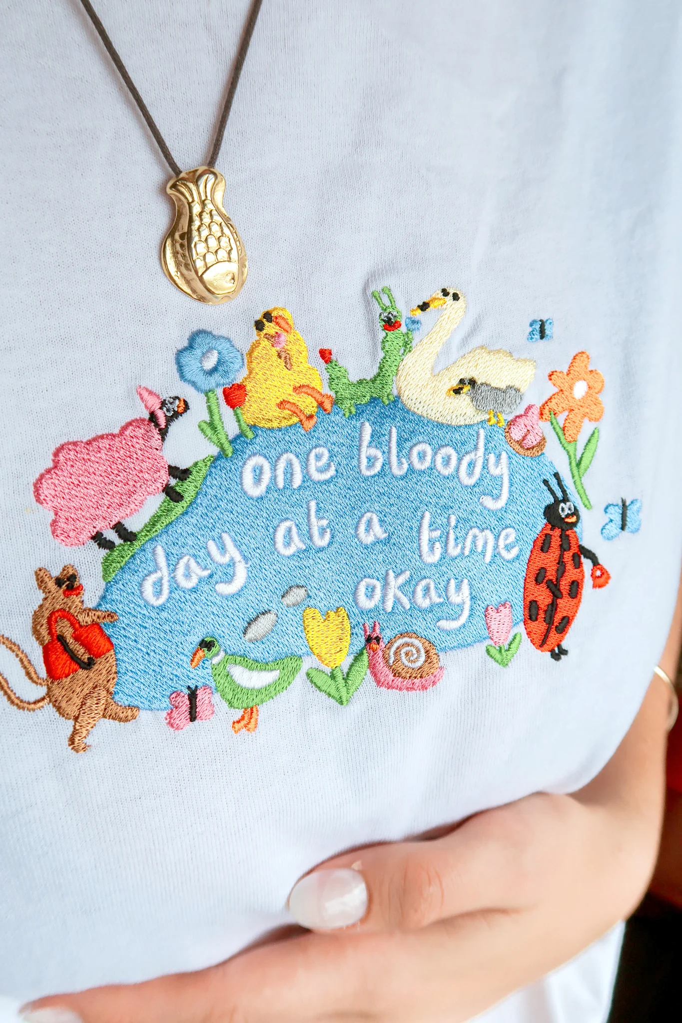 One Bloody Day At A Time Embroidered T-Shirt - Image 4