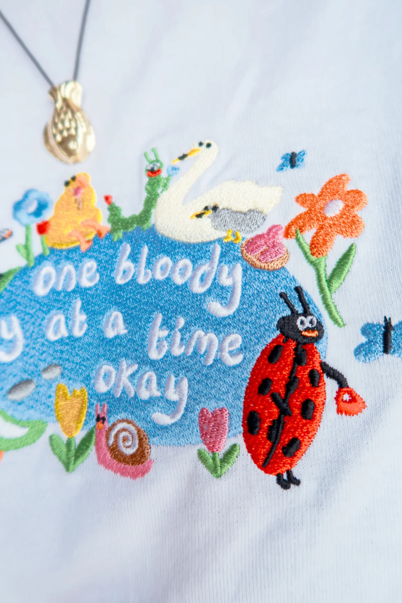 One Bloody Day At A Time Embroidered T-Shirt - Image 9