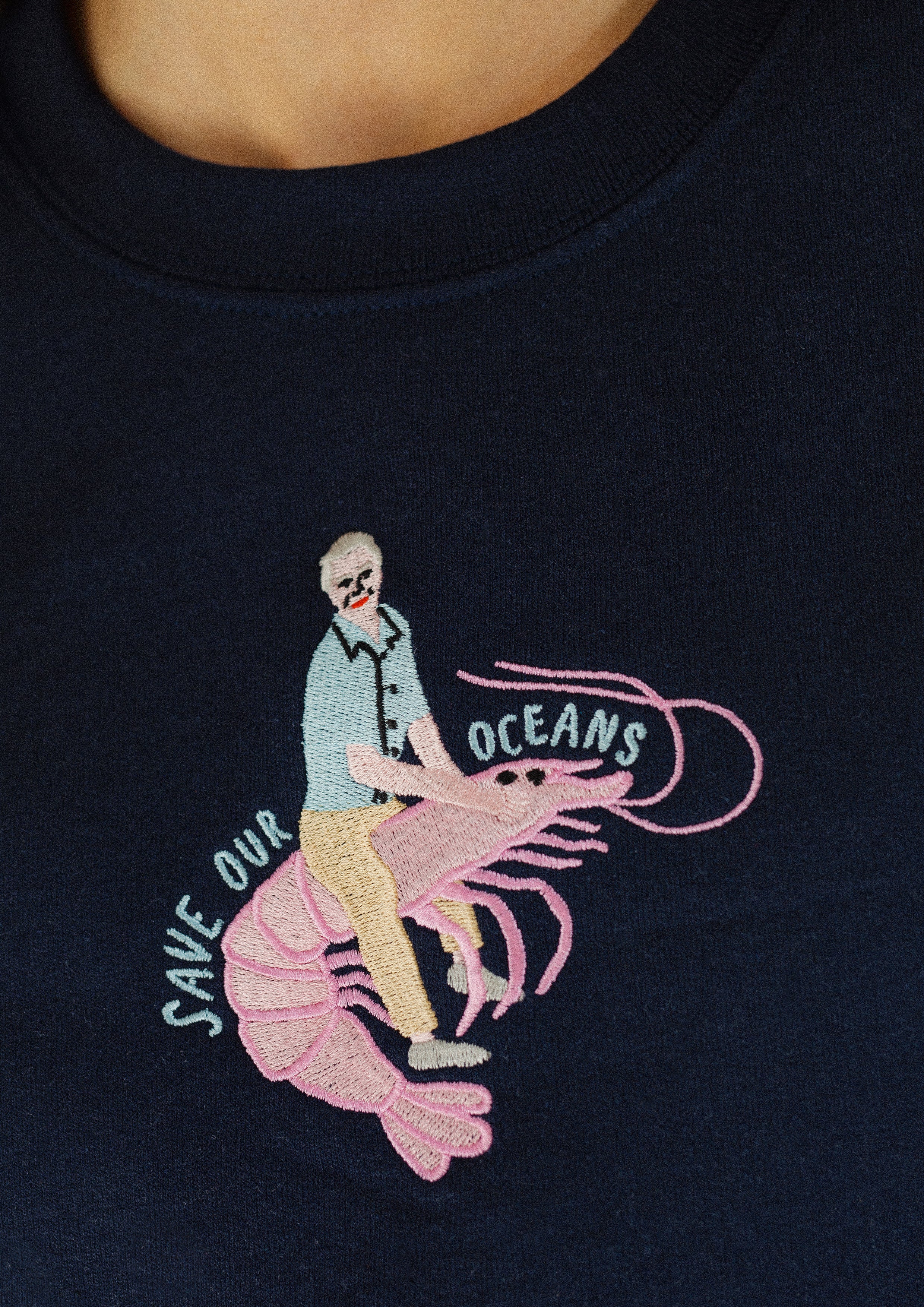 David Attenborough Save Our Oceans Embroidered Sweatshirt - Image 4