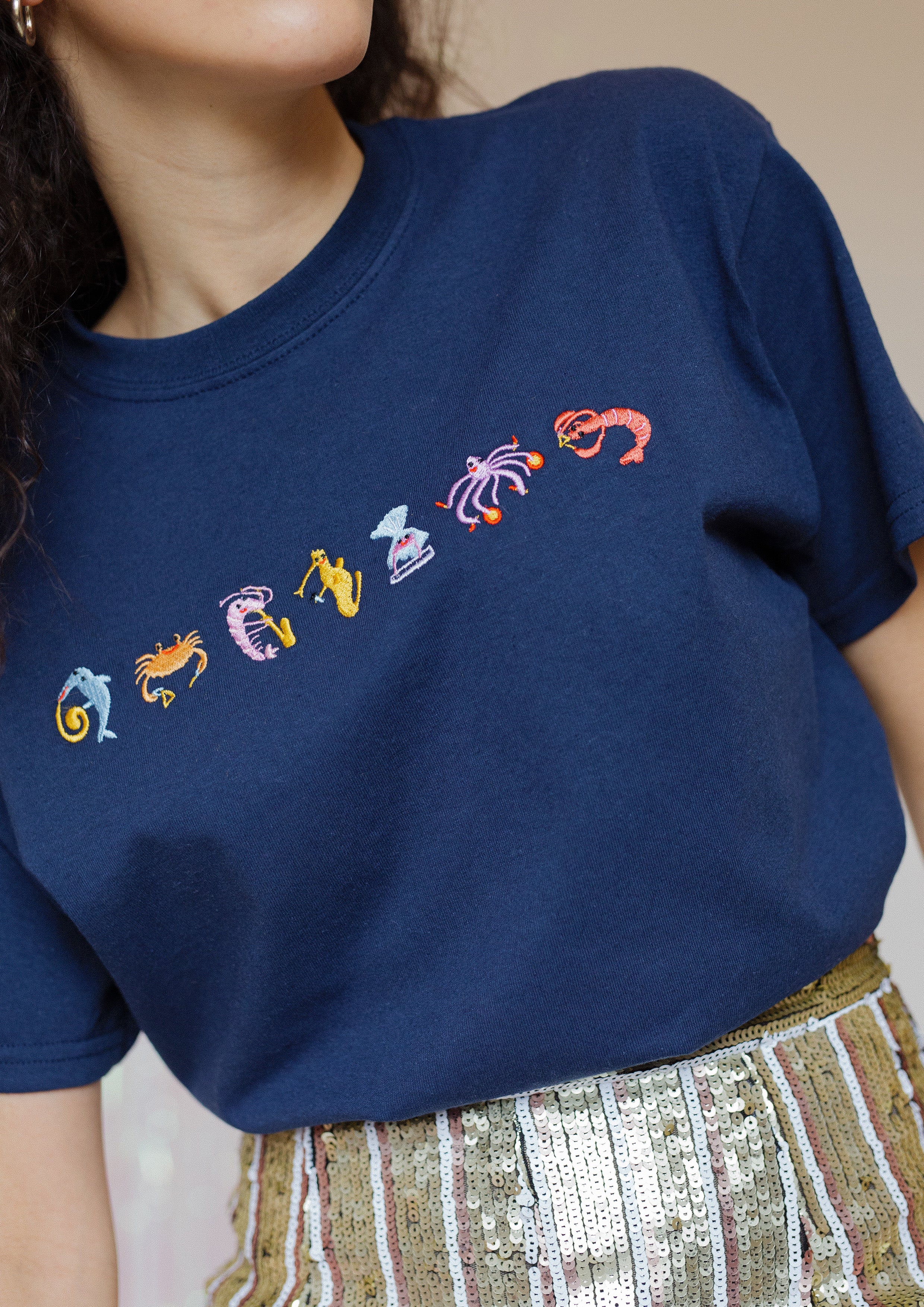 Seafood Medley Embroidered T-Shirt - Image 5