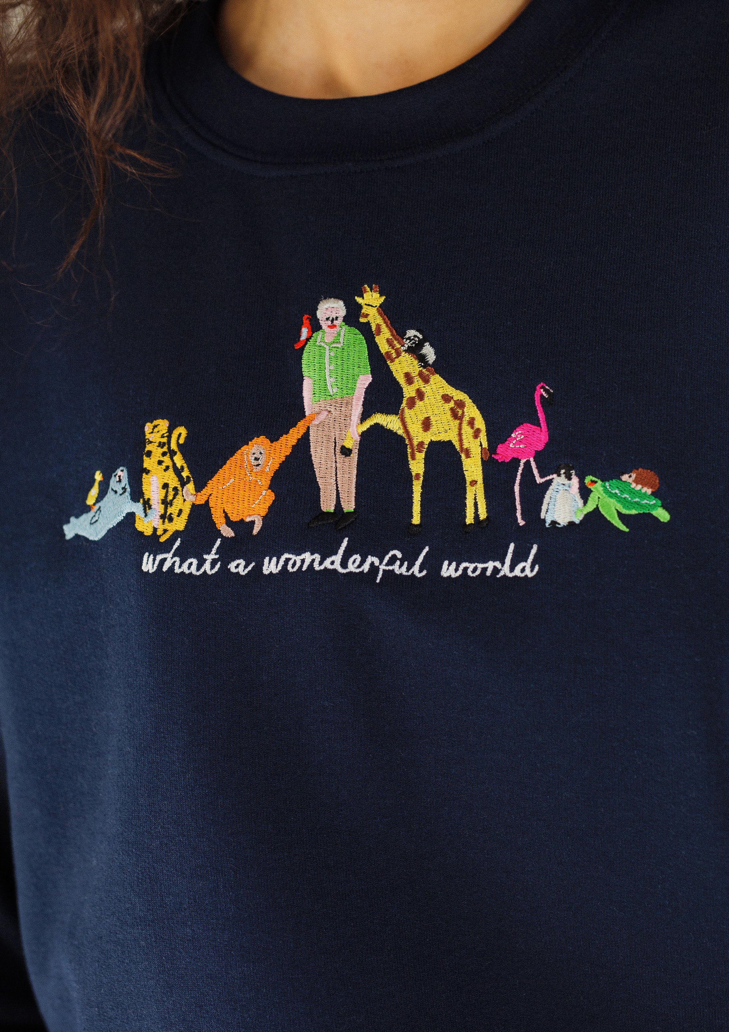 David Attenborough What A Wonderful World Embroidered Sweatshirt - Image 13