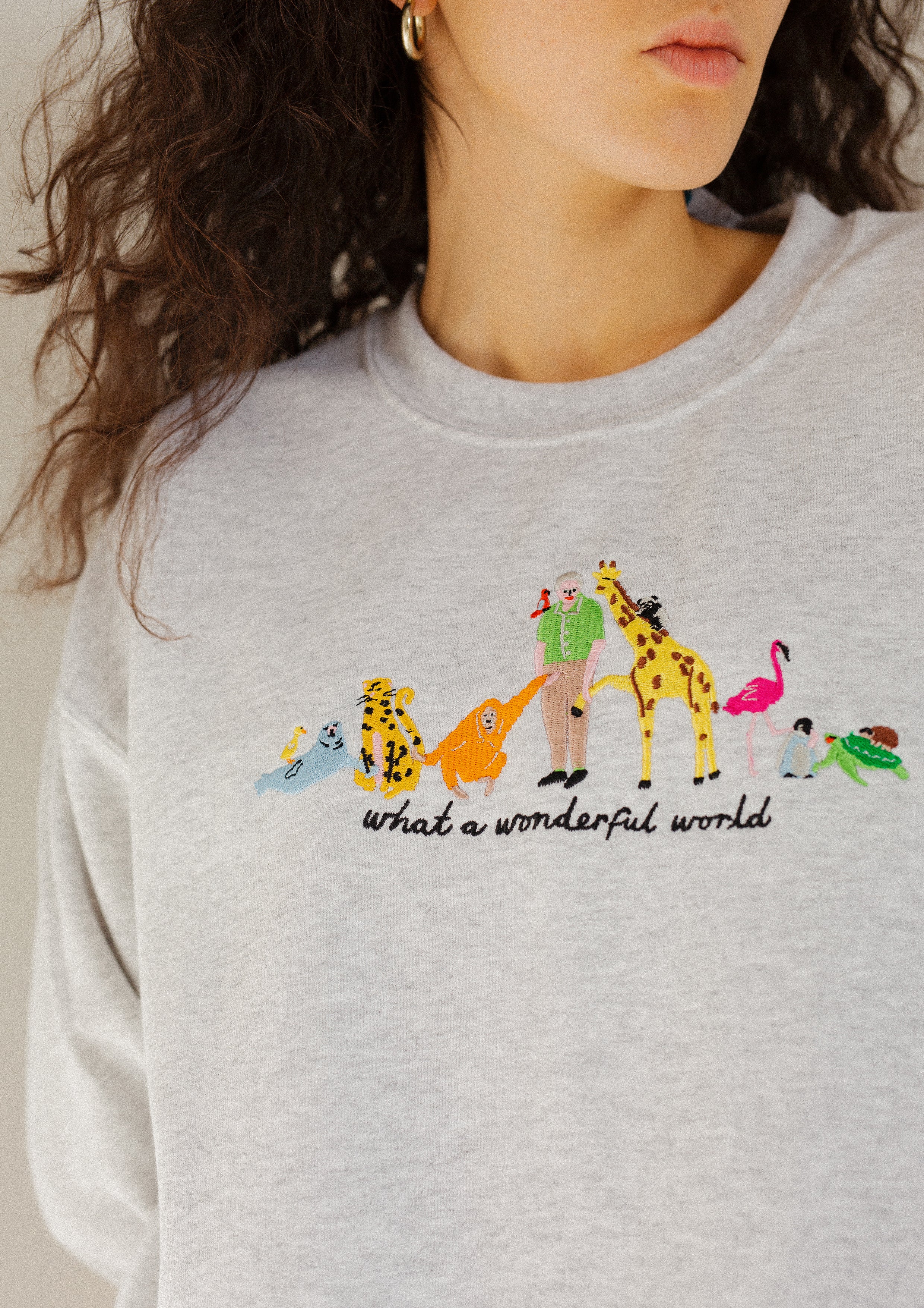 David Attenborough What A Wonderful World Embroidered Sweatshirt - Image 4